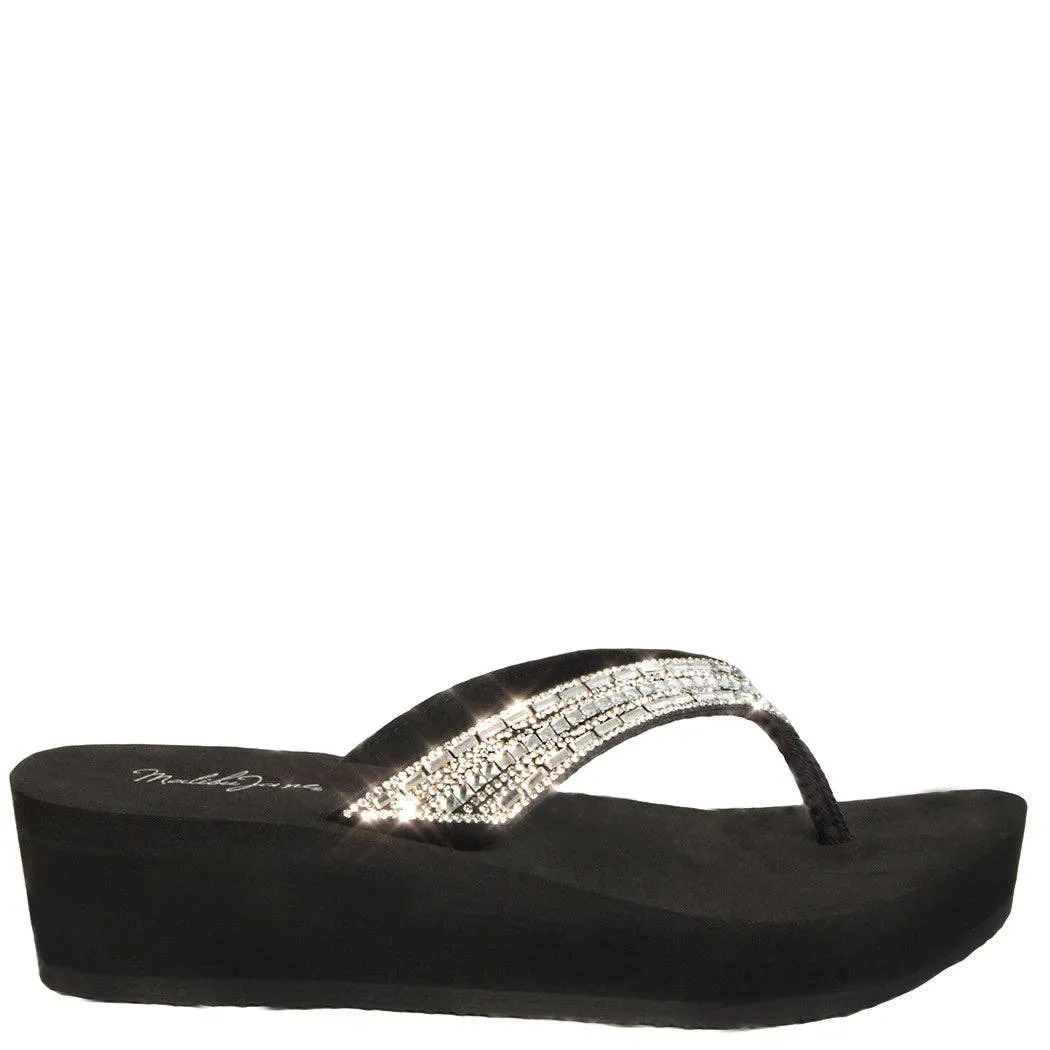 Comet Black wedge flip flop sandals