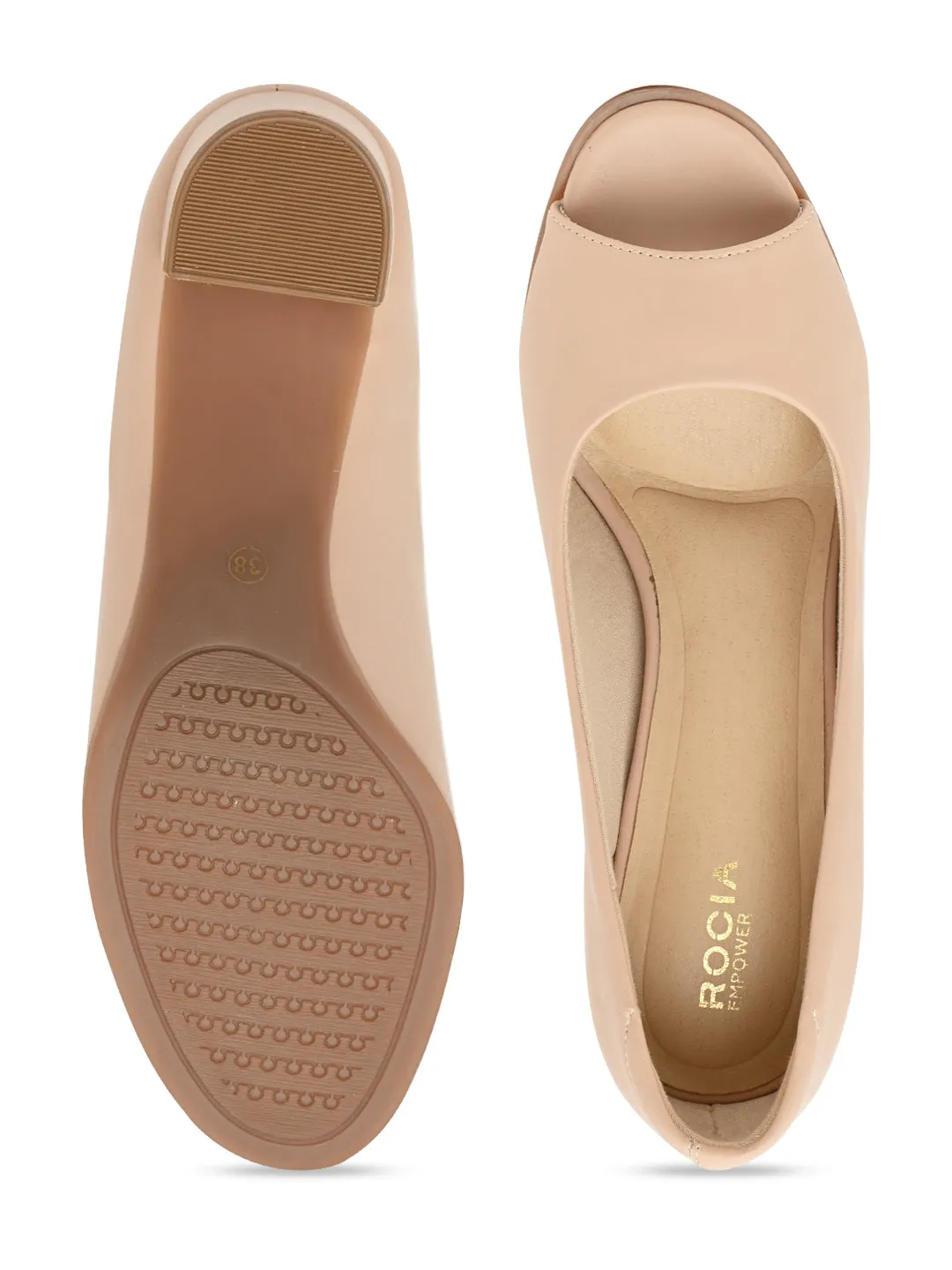 Empower By Rocia Beige Women Peep Toe Sandals