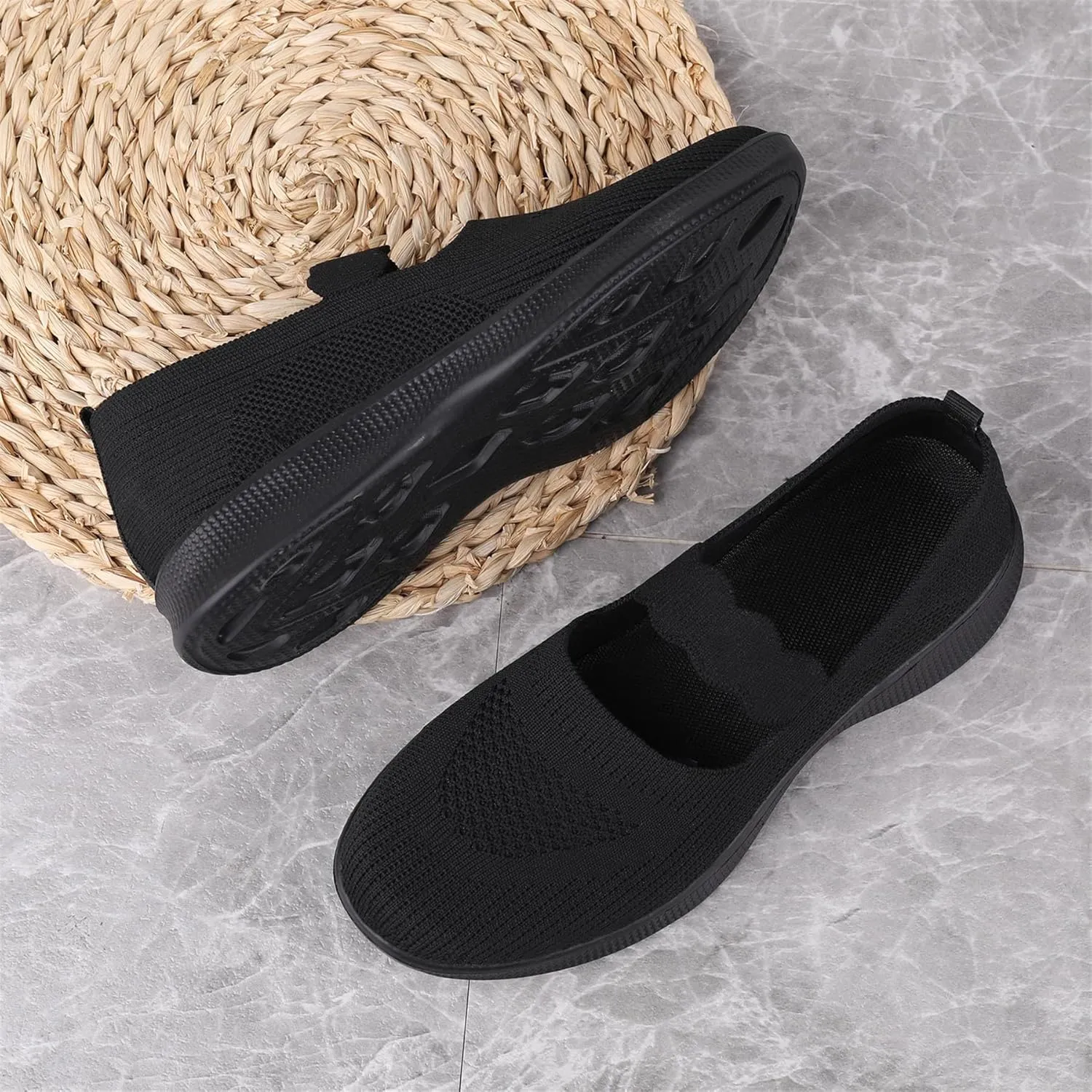 EnllerviiD Women Mary Jane Platform Sneakers Slip On Air Cushion Comfortable Wide Width Lightweight Nurse Shoes Loafers
