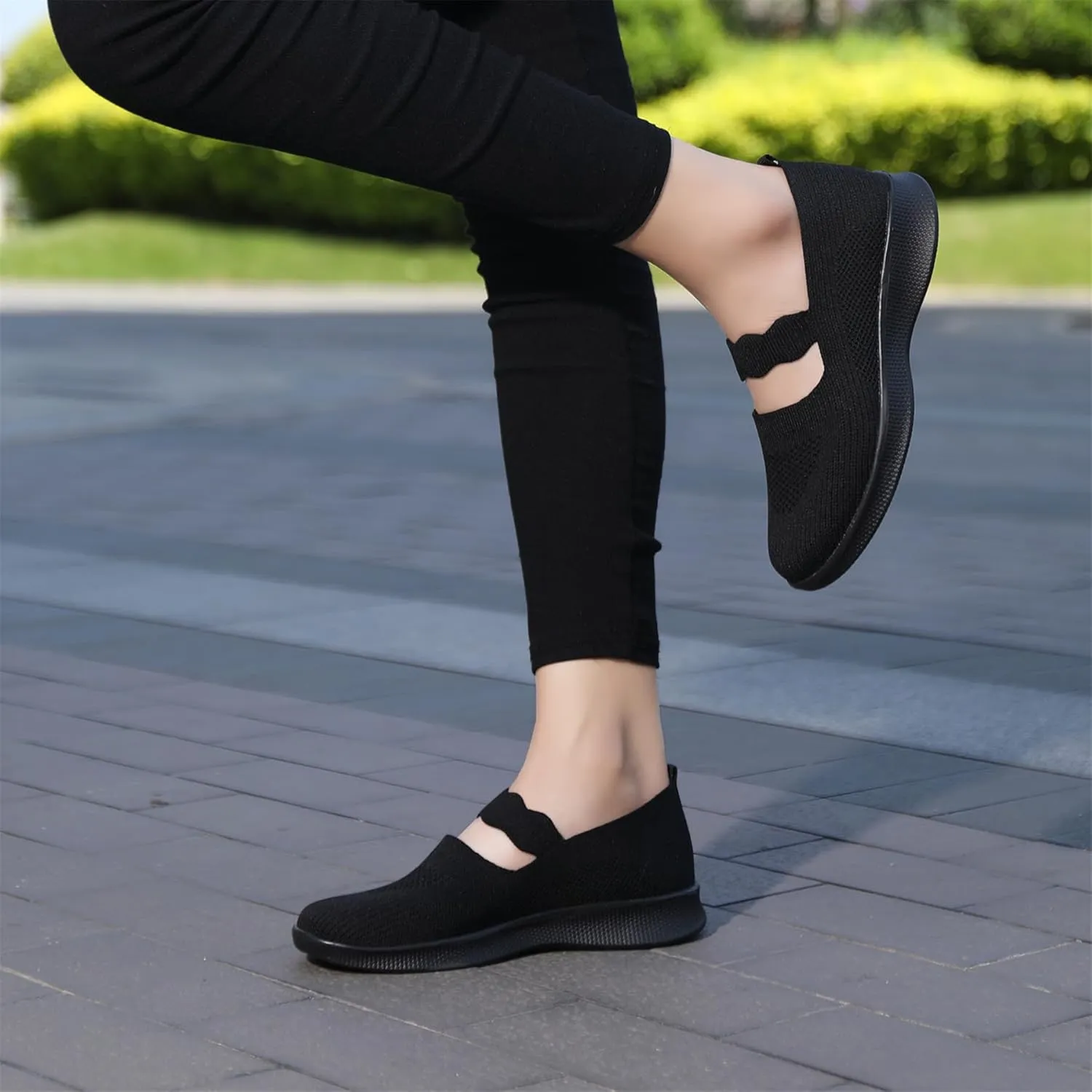 EnllerviiD Women Mary Jane Platform Sneakers Slip On Air Cushion Comfortable Wide Width Lightweight Nurse Shoes Loafers