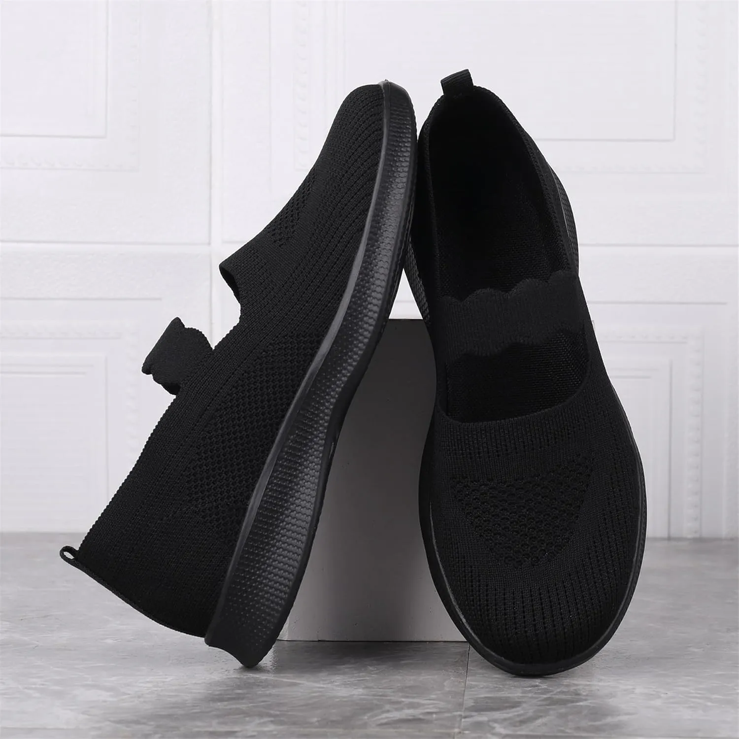 EnllerviiD Women Mary Jane Platform Sneakers Slip On Air Cushion Comfortable Wide Width Lightweight Nurse Shoes Loafers