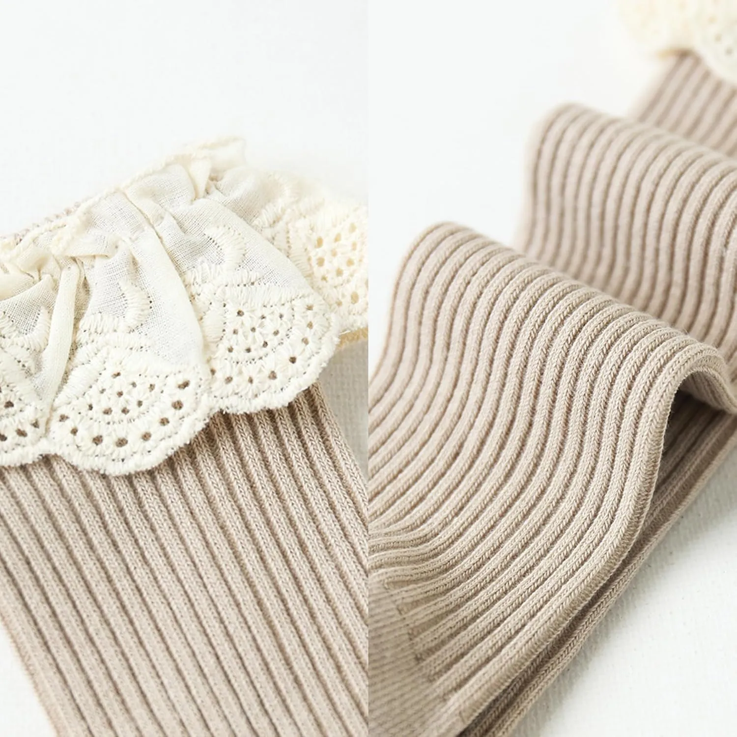 Infant Frilly Baby Girls Knee High Socks Newborn Thigh Lace Ruffle Long Socks Toddler Tights Stockings 6-12 Months