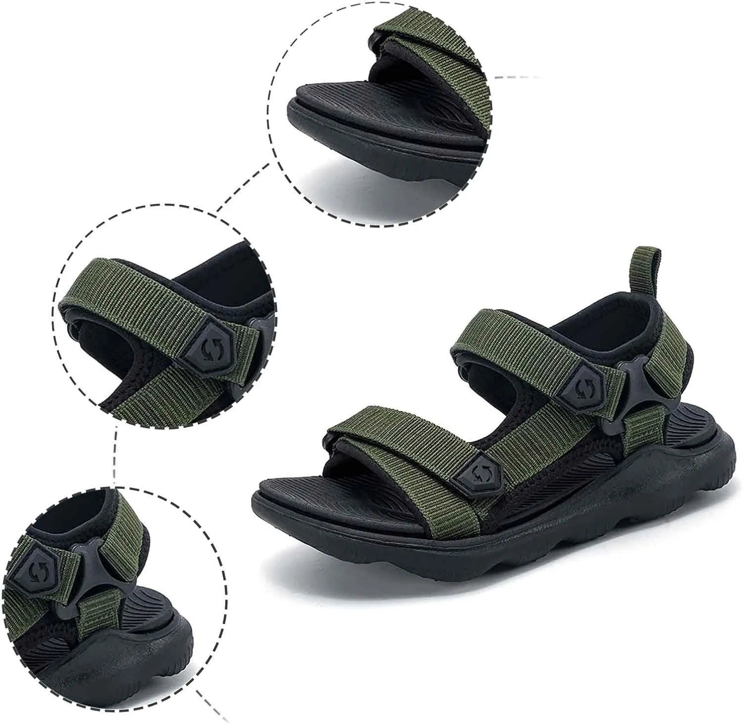 Kids Boy Sandals Open Toe Arch Support Adjustable Summer Comfort Sport Hiking Barefoot Shoes for Toddler Boys