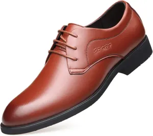 LAZIRO Men's Leather Shoes Genuine Leather Business Dress Men's Shoes Youth Fashion Pointed Toe Wedding Shoes