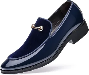 Men's Fashion Patent Leather Slip on Dress Loafers Business Casual Formal Tuxedo Shoe Party Wedding Velvet Penny