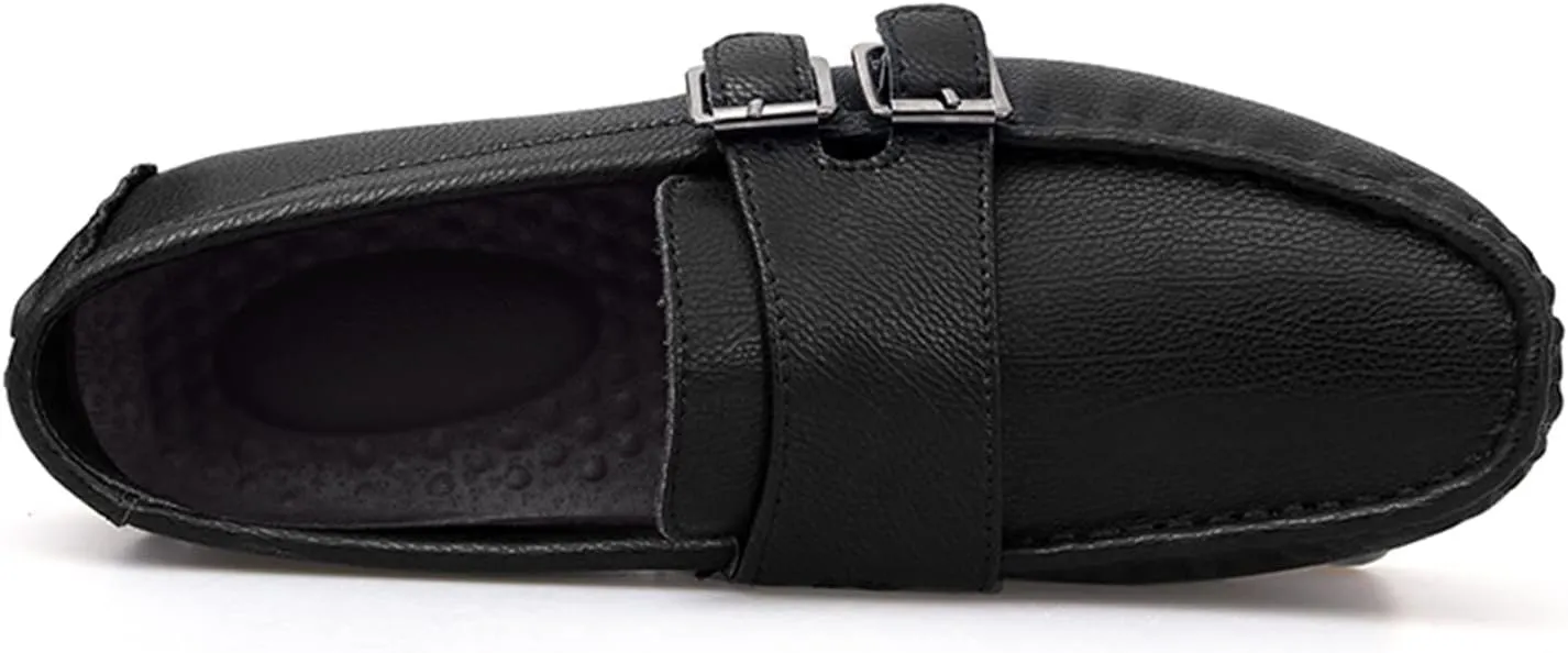 Men's Loafers Shoes Monk Strap Vegan Leather Stitching Details Round Toe Slip Resistant Flat Heel Lightweight Party Prom Slip-on