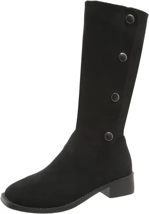 Mid Calf Boots for Women Fashionable And Versatile Classic Boots Fashion High Fall Booties Shoes Boot Work Women