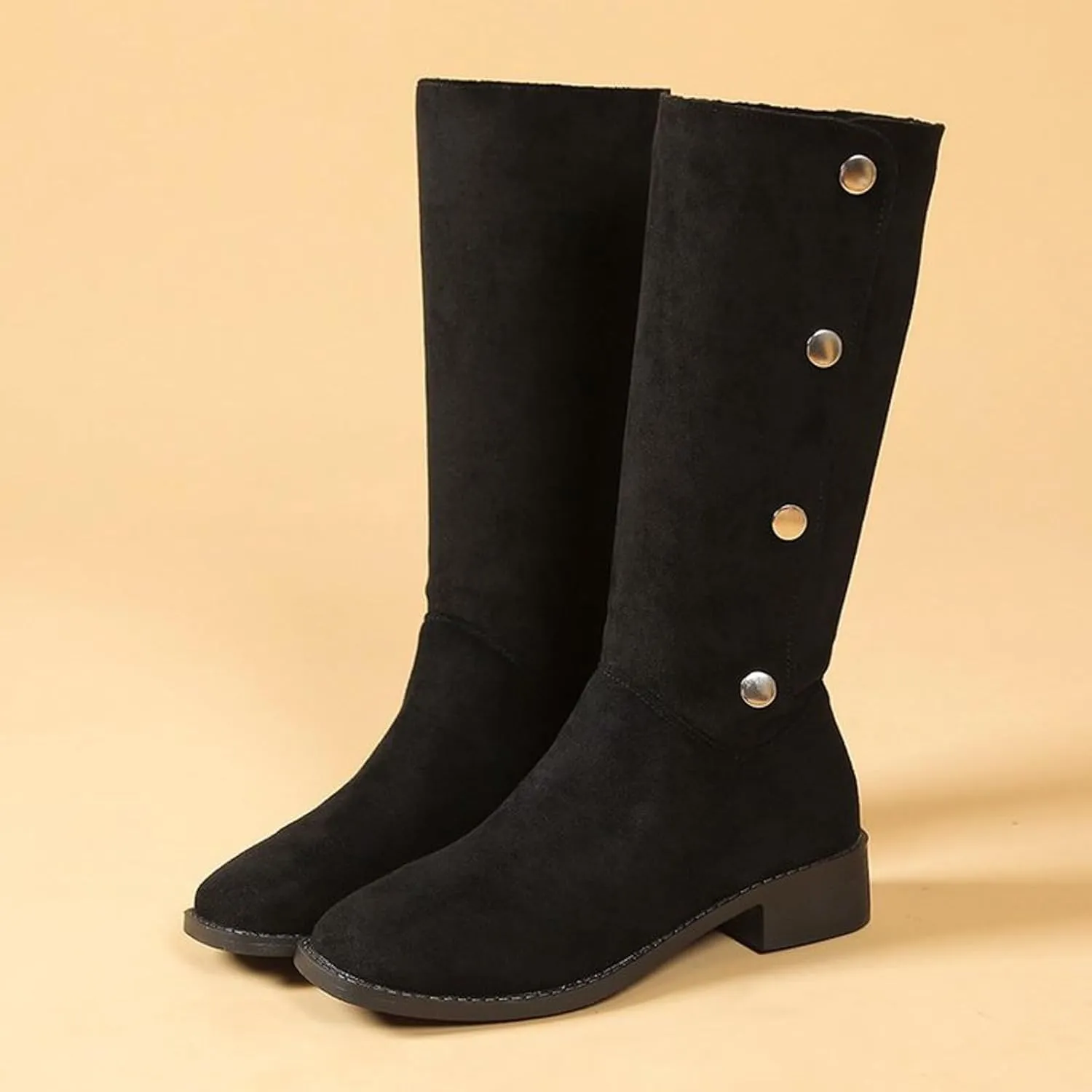 Mid Calf Boots for Women Fashionable And Versatile Classic Boots Fashion High Fall Booties Shoes Boot Work Women