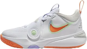 Nike Team Hustle D 11 Little Kids' Shoes (DV8994-103, White/Vapor Green/Purple Pulse/Total Orange) Size 12