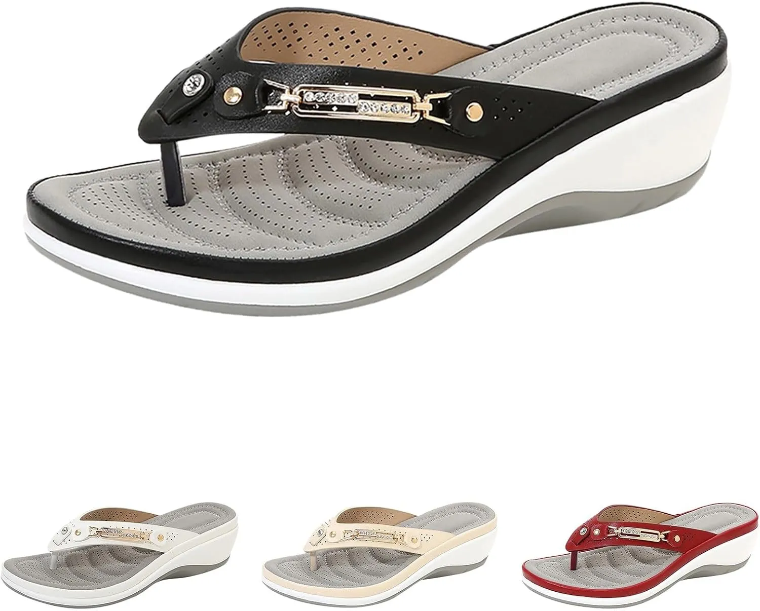 Orthopedic Sandals for Women Dressy Wedge Flip Flops Wide Width Sandals Arch Support Dress Sandal Cute Summer Slippers