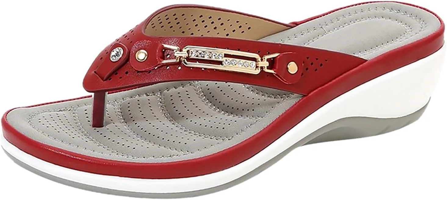 Orthopedic Sandals for Women Dressy Wedge Flip Flops Wide Width Sandals Arch Support Dress Sandal Cute Summer Slippers