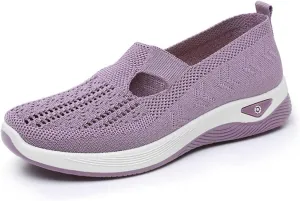 Orthowalk Womens Shoes Woven Arch Support Slip-On Sneakers Breathable Soft Indoor Outdoor Casual Walking Anti-Skid Sport Shoe