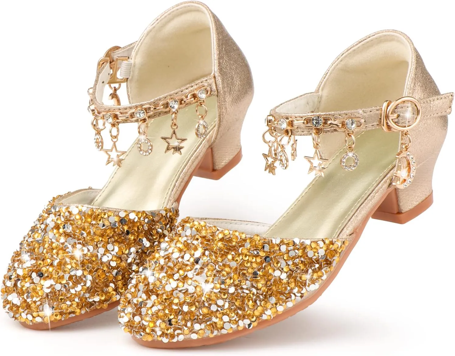 Princess Dress Shoes for Girls - Toddler Sandals with Flower Design for Wedding Party & High Heels