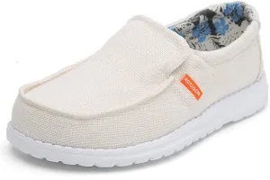 ROTJACM Women's Casual Comfortable Canvas Slip On Moc-Toe Loafers Blue US 5.5 to US 11