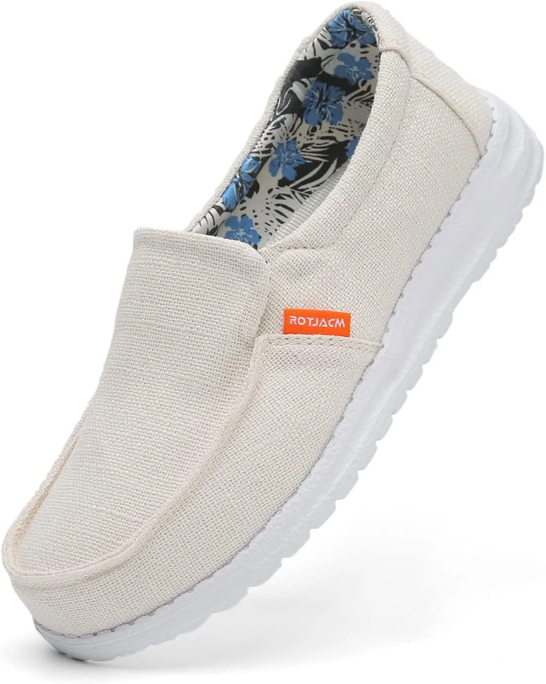 ROTJACM Women's Casual Comfortable Canvas Slip On Moc-Toe Loafers Blue US 5.5 to US 11