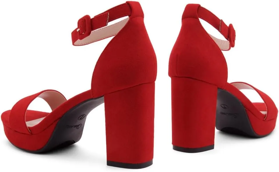 Shoe Land SL-Cabrini Women's Platform Heels, Open Toe Chunky Block Heeled Sandals with Ankle Strap  Dressy High Heel Sandals for Prom, Wedding, and Party