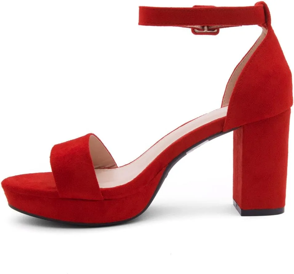 Shoe Land SL-Cabrini Women's Platform Heels, Open Toe Chunky Block Heeled Sandals with Ankle Strap  Dressy High Heel Sandals for Prom, Wedding, and Party