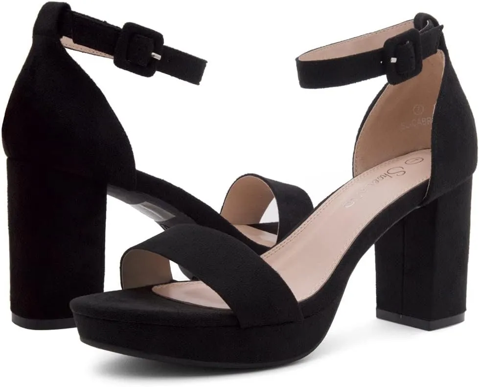 Shoe Land SL-Cabrini Women's Platform Heels, Open Toe Chunky Block Heeled Sandals with Ankle Strap  Dressy High Heel Sandals for Prom, Wedding, and Party