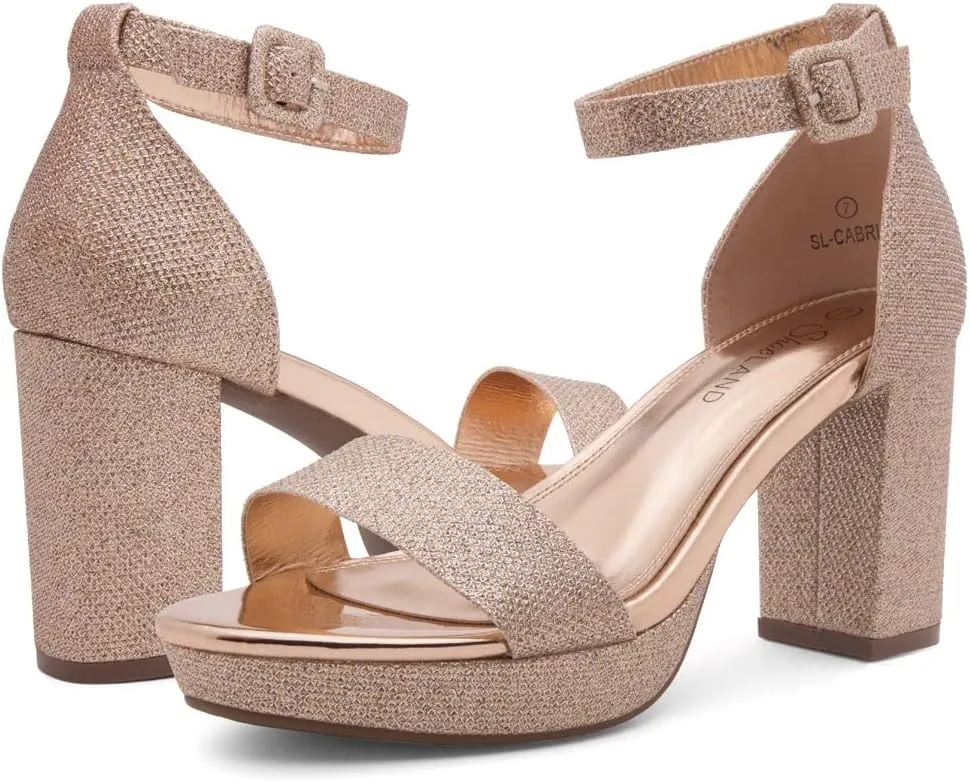 Shoe Land SL-Cabrini Women's Platform Heels, Open Toe Chunky Block Heeled Sandals with Ankle Strap  Dressy High Heel Sandals for Prom, Wedding, and Party
