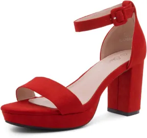 Shoe Land SL-Cabrini Women's Platform Heels, Open Toe Chunky Block Heeled Sandals with Ankle Strap  Dressy High Heel Sandals for Prom, Wedding, and Party