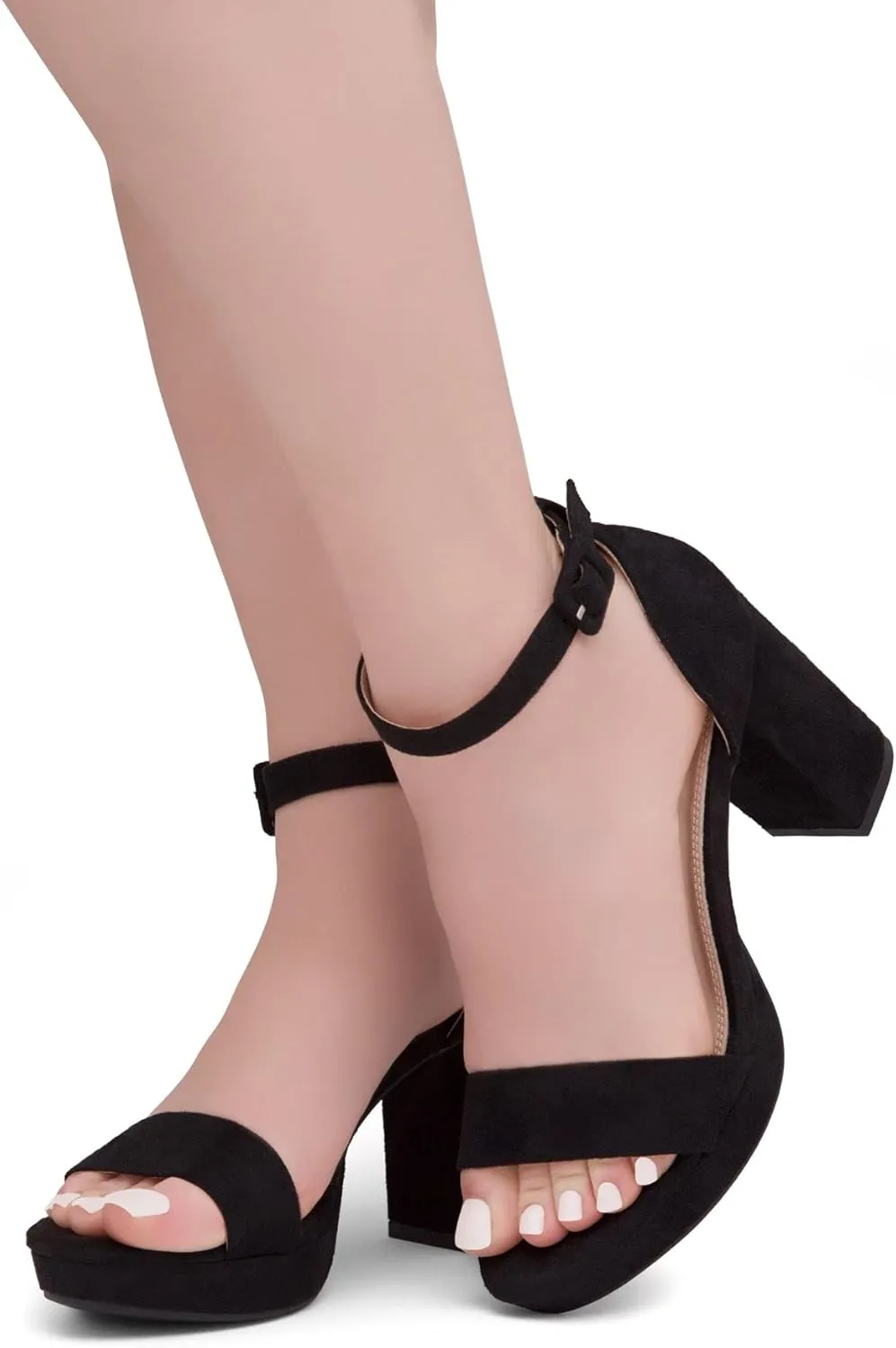 Shoe Land SL-Cabrini Women's Platform Heels, Open Toe Chunky Block Heeled Sandals with Ankle Strap  Dressy High Heel Sandals for Prom, Wedding, and Party