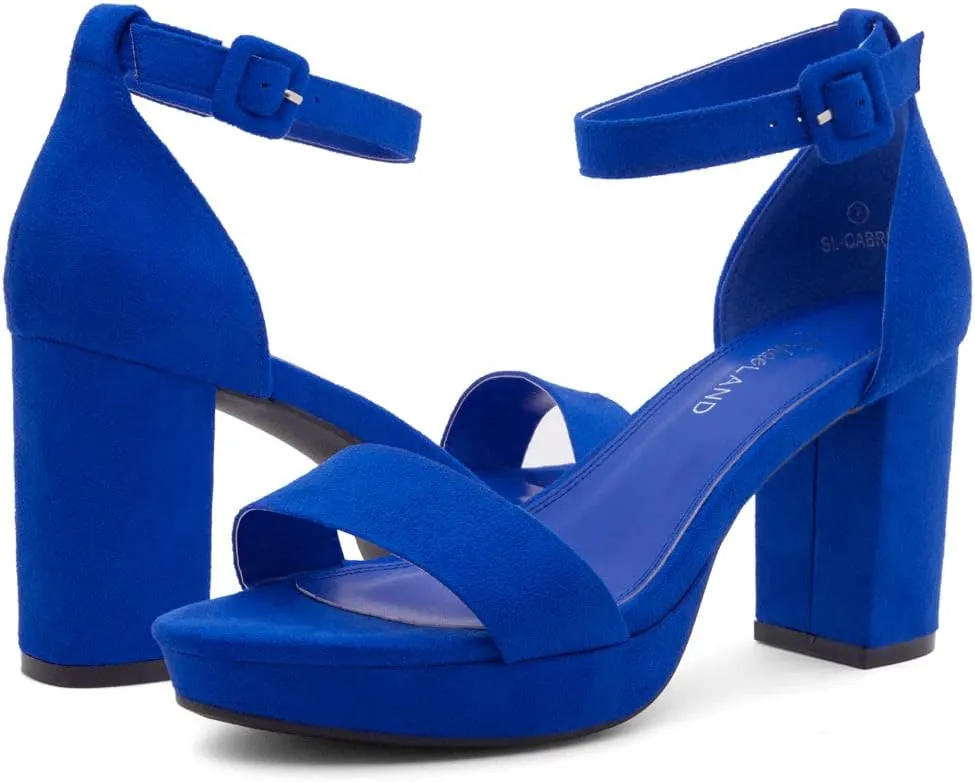 Shoe Land SL-Cabrini Women's Platform Heels, Open Toe Chunky Block Heeled Sandals with Ankle Strap  Dressy High Heel Sandals for Prom, Wedding, and Party