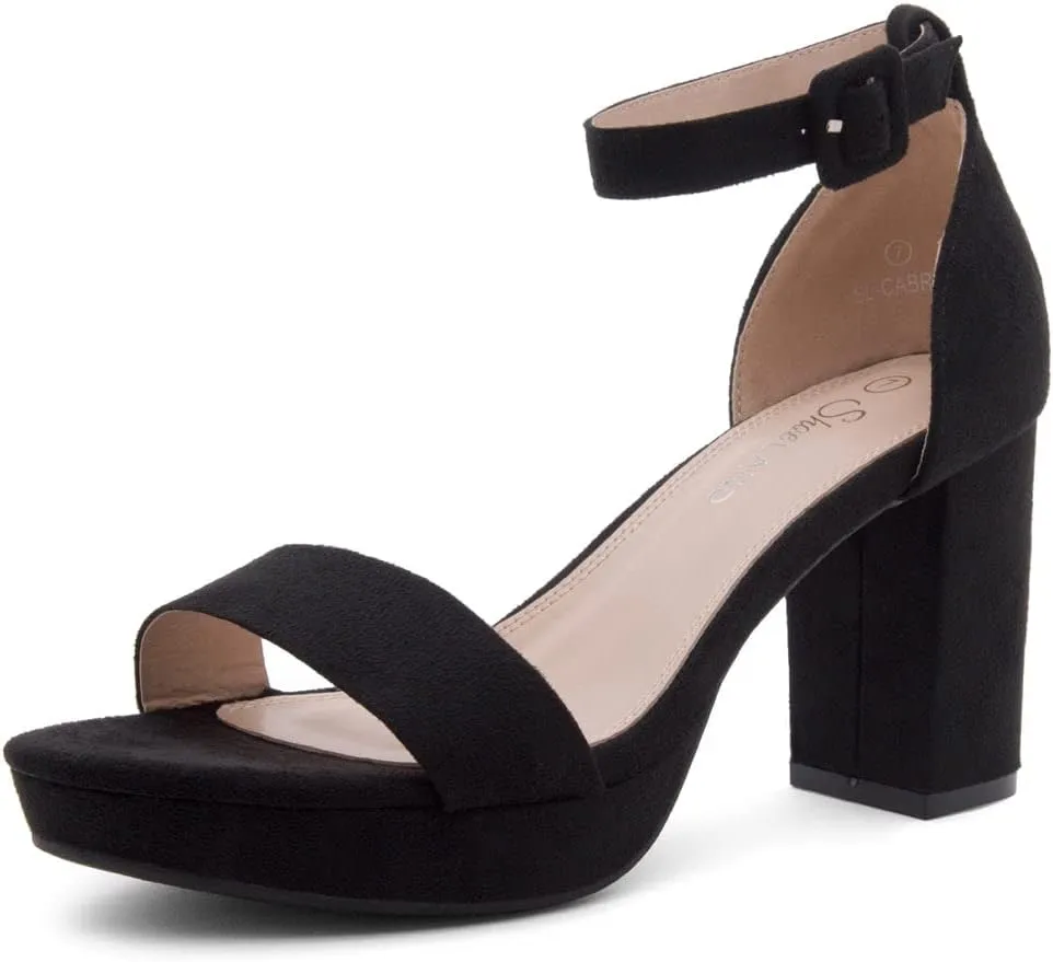 Shoe Land SL-Cabrini Women's Platform Heels, Open Toe Chunky Block Heeled Sandals with Ankle Strap  Dressy High Heel Sandals for Prom, Wedding, and Party
