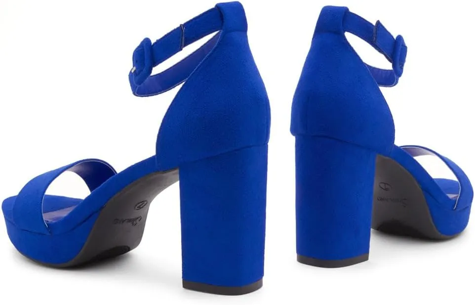 Shoe Land SL-Cabrini Women's Platform Heels, Open Toe Chunky Block Heeled Sandals with Ankle Strap  Dressy High Heel Sandals for Prom, Wedding, and Party