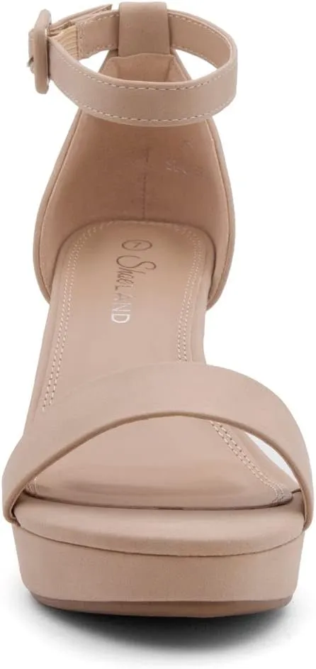 Shoe Land SL-Cabrini Women's Platform Heels, Open Toe Chunky Block Heeled Sandals with Ankle Strap  Dressy High Heel Sandals for Prom, Wedding, and Party