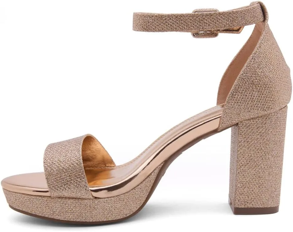 Shoe Land SL-Cabrini Women's Platform Heels, Open Toe Chunky Block Heeled Sandals with Ankle Strap  Dressy High Heel Sandals for Prom, Wedding, and Party
