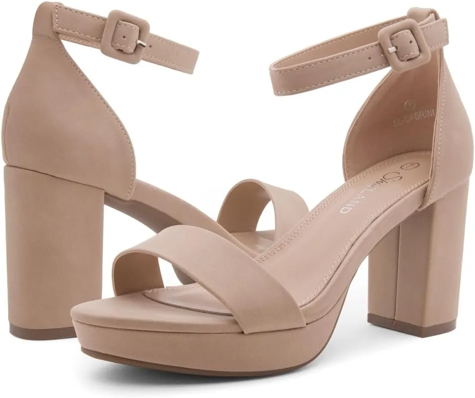 Shoe Land SL-Cabrini Women's Platform Heels, Open Toe Chunky Block Heeled Sandals with Ankle Strap  Dressy High Heel Sandals for Prom, Wedding, and Party