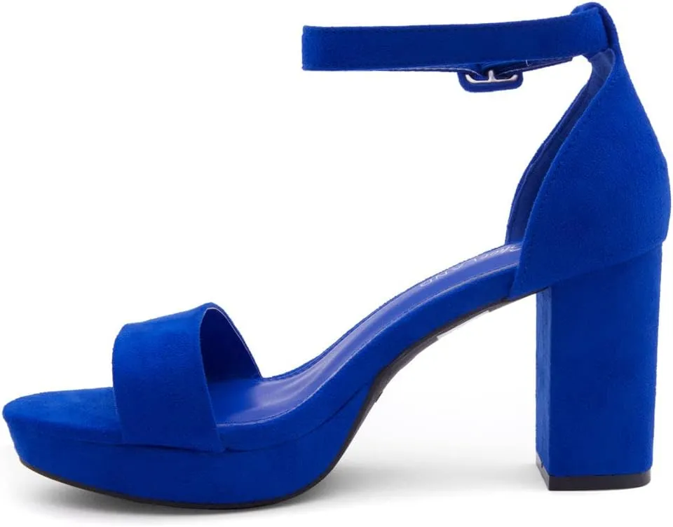 Shoe Land SL-Cabrini Women's Platform Heels, Open Toe Chunky Block Heeled Sandals with Ankle Strap  Dressy High Heel Sandals for Prom, Wedding, and Party