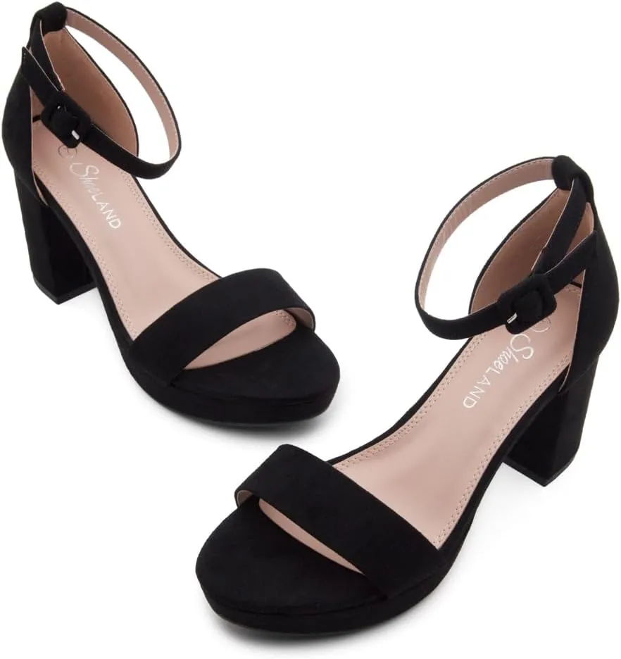 Shoe Land SL-Cabrini Women's Platform Heels, Open Toe Chunky Block Heeled Sandals with Ankle Strap  Dressy High Heel Sandals for Prom, Wedding, and Party