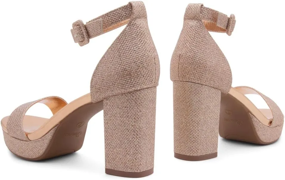 Shoe Land SL-Cabrini Women's Platform Heels, Open Toe Chunky Block Heeled Sandals with Ankle Strap  Dressy High Heel Sandals for Prom, Wedding, and Party