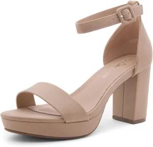 Shoe Land SL-Cabrini Women's Platform Heels, Open Toe Chunky Block Heeled Sandals with Ankle Strap  Dressy High Heel Sandals for Prom, Wedding, and Party