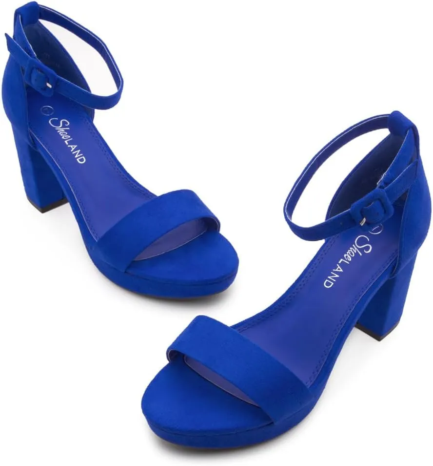Shoe Land SL-Cabrini Women's Platform Heels, Open Toe Chunky Block Heeled Sandals with Ankle Strap  Dressy High Heel Sandals for Prom, Wedding, and Party