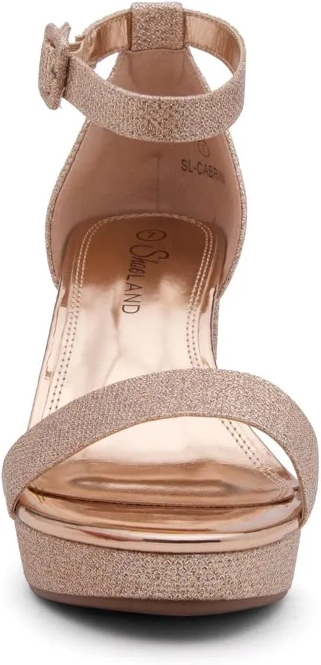 Shoe Land SL-Cabrini Women's Platform Heels, Open Toe Chunky Block Heeled Sandals with Ankle Strap  Dressy High Heel Sandals for Prom, Wedding, and Party