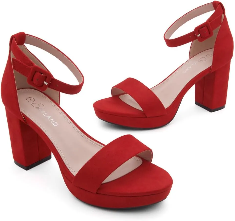 Shoe Land SL-Cabrini Women's Platform Heels, Open Toe Chunky Block Heeled Sandals with Ankle Strap  Dressy High Heel Sandals for Prom, Wedding, and Party
