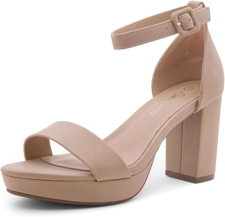 Shoe Land SL-Cabrini Women's Platform Heels, Open Toe Chunky Block Heeled Sandals with Ankle Strap  Dressy High Heel Sandals for Prom, Wedding, and Party