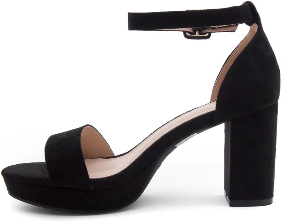 Shoe Land SL-Cabrini Women's Platform Heels, Open Toe Chunky Block Heeled Sandals with Ankle Strap  Dressy High Heel Sandals for Prom, Wedding, and Party