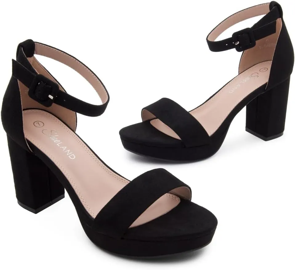 Shoe Land SL-Cabrini Women's Platform Heels, Open Toe Chunky Block Heeled Sandals with Ankle Strap  Dressy High Heel Sandals for Prom, Wedding, and Party