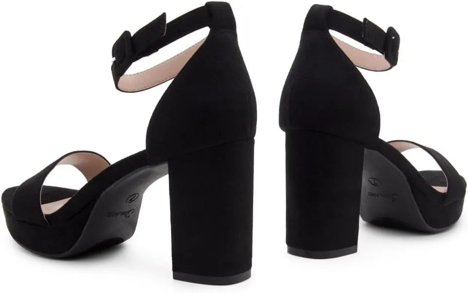 Shoe Land SL-Cabrini Women's Platform Heels, Open Toe Chunky Block Heeled Sandals with Ankle Strap  Dressy High Heel Sandals for Prom, Wedding, and Party
