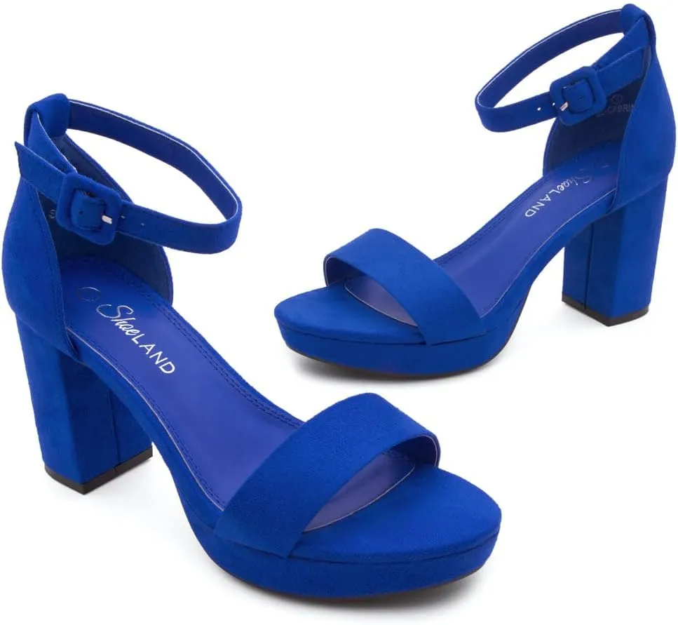 Shoe Land SL-Cabrini Women's Platform Heels, Open Toe Chunky Block Heeled Sandals with Ankle Strap  Dressy High Heel Sandals for Prom, Wedding, and Party