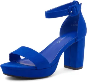 Shoe Land SL-Cabrini Women's Platform Heels, Open Toe Chunky Block Heeled Sandals with Ankle Strap  Dressy High Heel Sandals for Prom, Wedding, and Party