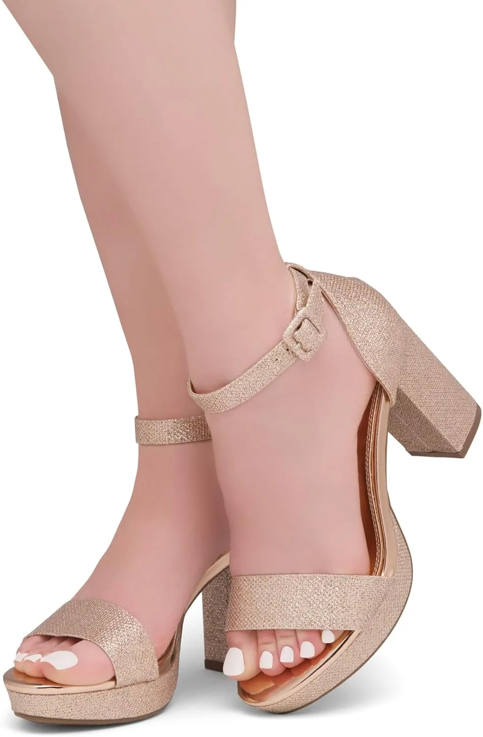 Shoe Land SL-Cabrini Women's Platform Heels, Open Toe Chunky Block Heeled Sandals with Ankle Strap  Dressy High Heel Sandals for Prom, Wedding, and Party