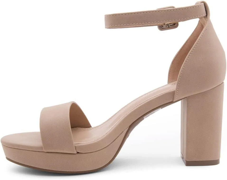 Shoe Land SL-Cabrini Women's Platform Heels, Open Toe Chunky Block Heeled Sandals with Ankle Strap  Dressy High Heel Sandals for Prom, Wedding, and Party