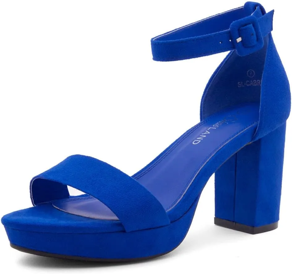 Shoe Land SL-Cabrini Women's Platform Heels, Open Toe Chunky Block Heeled Sandals with Ankle Strap  Dressy High Heel Sandals for Prom, Wedding, and Party