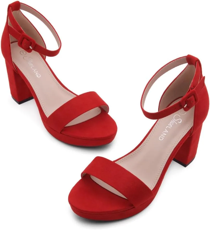 Shoe Land SL-Cabrini Women's Platform Heels, Open Toe Chunky Block Heeled Sandals with Ankle Strap  Dressy High Heel Sandals for Prom, Wedding, and Party