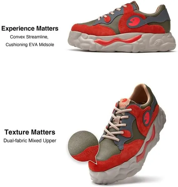 UIN Men's Fashion Chunky Sneakers Lightweight Walking Casual Slip Ons Art Painted Travel Skate Shoes Sanamolls 