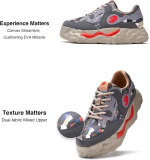 UIN Men's Fashion Chunky Sneakers Lightweight Walking Casual Slip Ons Art Painted Travel Skate Shoes Sanamolls 